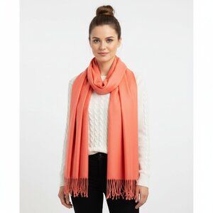 Collection 18 Coral Fringe Rectangular Scarve NEW